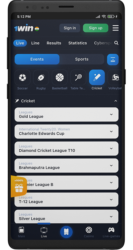 1win app. cricket betting