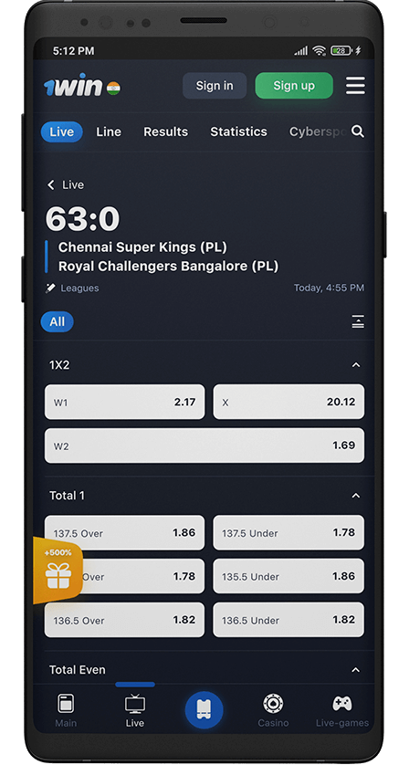 1win. Live betting