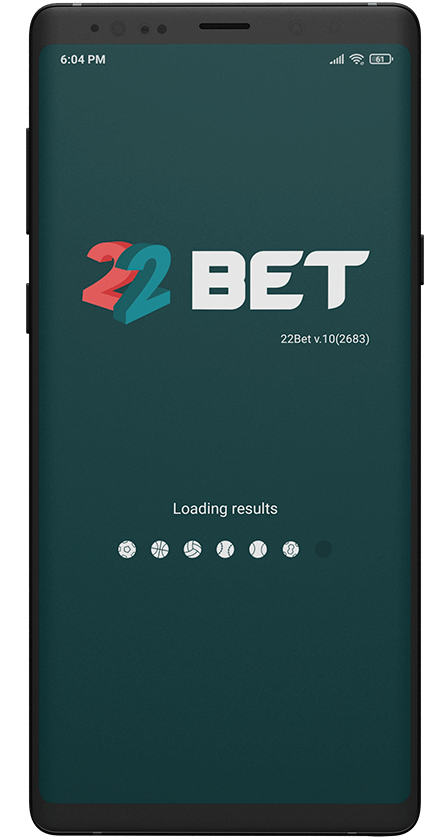 22bet app. Start screen
