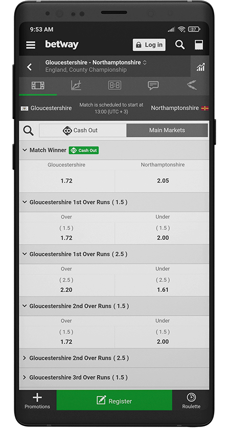 Betway app. Sports betting