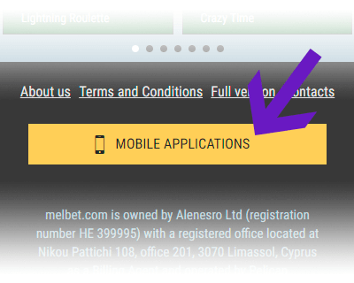Melbet download button