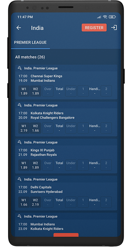 Mostbet app. Cricket