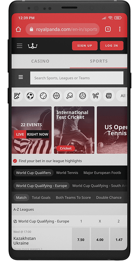 Royal Panda App. Main screen