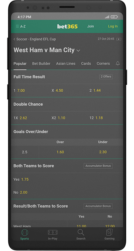 Bet365 app. Sports betting