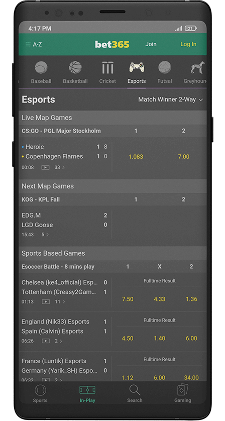 Bet365 app. Esports