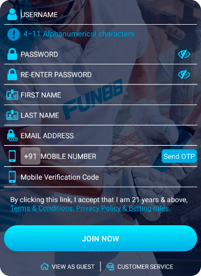 Fun88 Registration Process