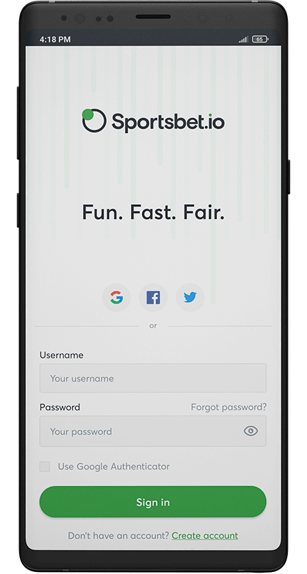 Sportbets.io App Start Screen